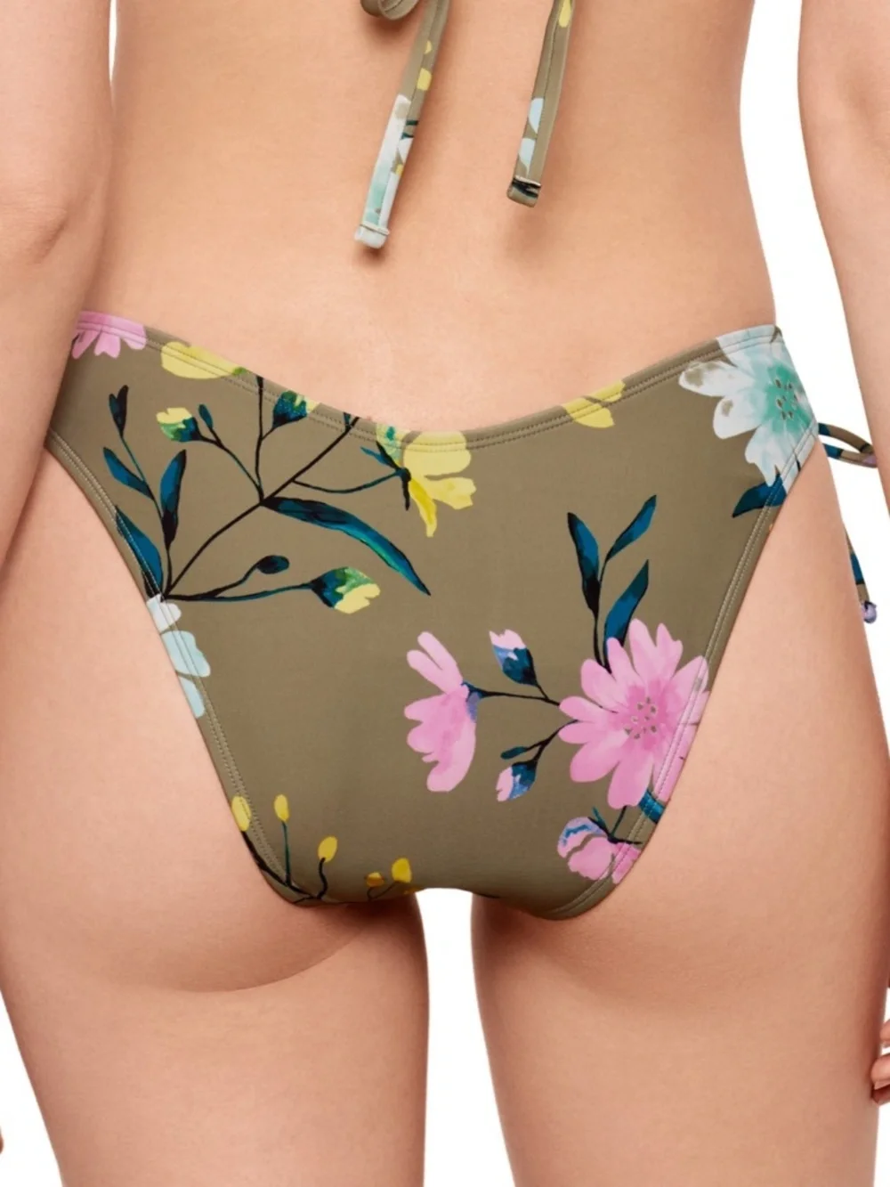 Salt + Cove Juniors' Floral-Print Side-Tie Bikini Bottoms, Sage Green